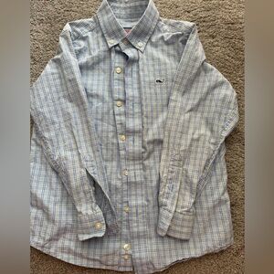 Vineyard Vines Blue and Green Plaid Kids Shirt